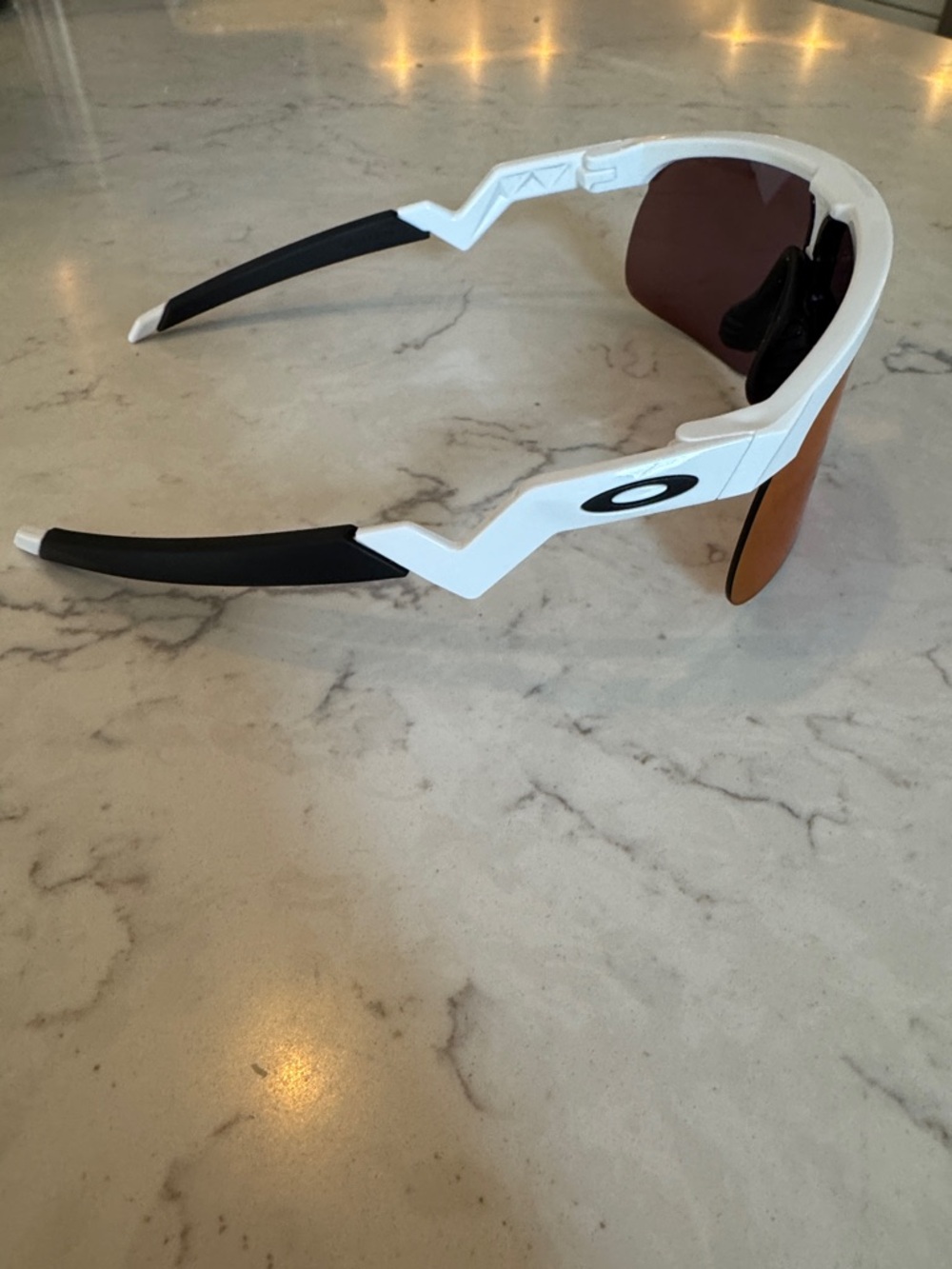 Oakley White Frame Sunglasses with Red-Orange Mirrored Lens - Picture 3 of 5